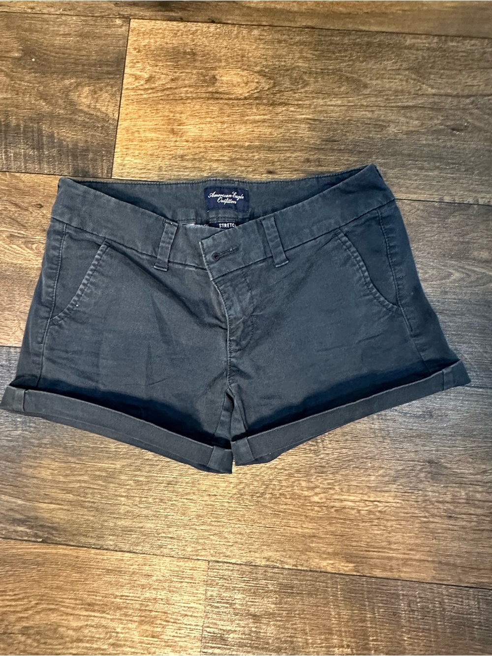 American Eagle Outfitters Black Cuffed Jean Shorts